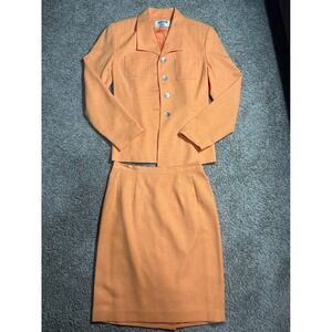 Kasper for ASL Womens Skirt Suit Set Size 6 Orange Blazer Pencil Skirt Vintage